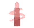 Lipstick for make up. Flat icon. Vector illustration on white background. Royalty Free Stock Photo